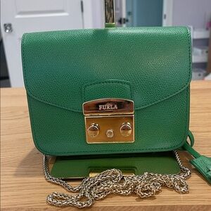 Furla Green Leather Metropolis Mini Crossbody